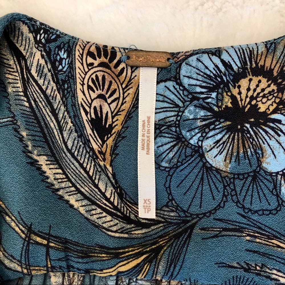 Free People Haze Hummingbird Tunic Blue Ruffled XS - Picture 12 of 12